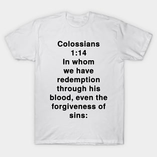 Colossians 1:14  King James Version (KJV) Bible Verse Typography T-Shirt